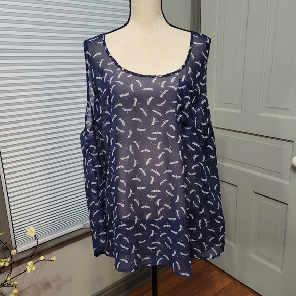 TORRID Navy Dragonfly Chiffon Tank - Picture 2 of 5